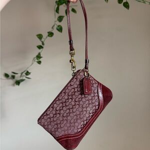 Coach Burgundy Suede Wristlet